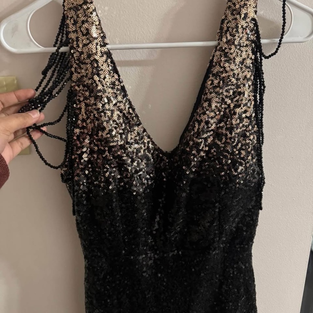 Stunning Black and Gold Sequin Maxi Dress - Picture 4 of 6